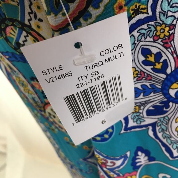 RN Studio Cold Shoulder Paisley Dress Turq Multi 6 - Picture 10 of 16